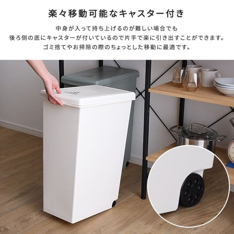 日本製 ダストボックス 大容量 45L らくらくワンハンド開閉 ジョイント連結対応 45リットル ゴミ箱 大口タイプ フタが取り外せる 重ねて収納 丸洗いOK 分別