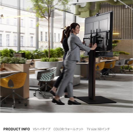 組立設置付き WALLインテリアテレビスタンドV5 ハイタイプ 32～80v対応 大型テレビ対応 背面収納 コード収納 自立型 キャスター付き テレビ台 テレビスタンド TVスタンド ホワイト ブラ