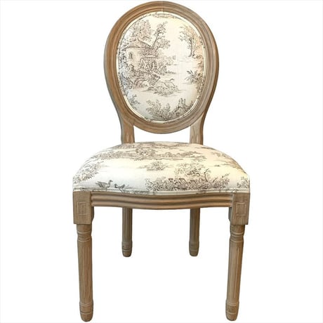 フレンチインテリア サイドチェアトワルドジュイ Toile de jouy パーソナルチェア フランス製生地 おしゃれ かわいい シャビーシック