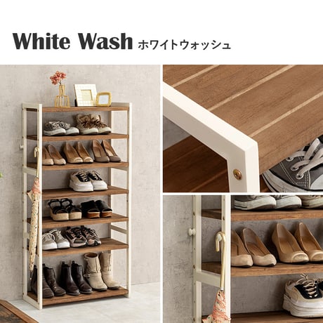 シューズラック MSS-6714 棚7段/ミドルタイプ 幅65×奥行28×高さ128cm ラック 可動棚 高さ調整 フック2個付 天然木 サンダル ブーツ 靴 選べる11パターン