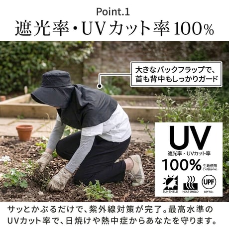 ワイドカバーハット”断熱” MDANW 遮光率100％ 断熱ハット 帽子 レディース 熱中症対策 遮光 遮熱 UVカット 紫外線カット 日傘帽子 日傘 日焼け防止 ネックガード おしゃれ エスタ e