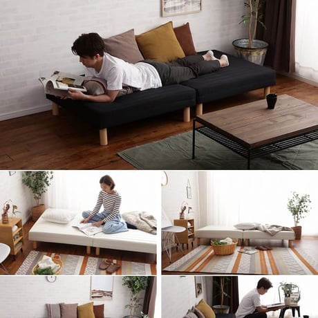 脚付きマットレス ベッド セミダブル ウレタン 分割 抗菌 防臭 防ダニ加工済 幅120cm 本体厚み約１６cm 1年保証 マットレス付き マットレスベッド 足元 収納