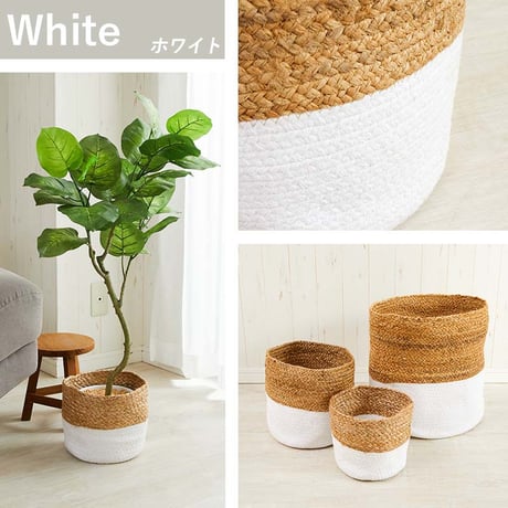 鉢カバー バスケット Mサイズ フーバー 2色対応 直径26cmx高さ24cm プランターカバー おしゃれ 植木鉢カバー 7号 6号 観葉植物 鉢 カゴ 丸型 折りたたみ 収納 コンパクト 麻 綿