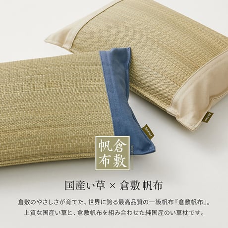 国産い草平枕 倉敷帆布使用 （色違い2個セット）
