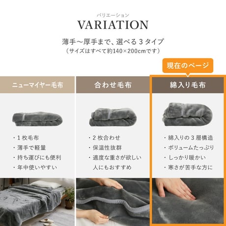 綿入り毛布 140X200 BR