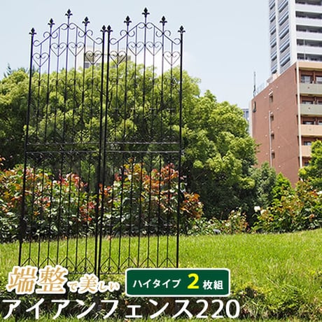 アイアンフェンス220 ハイタイプ 2枚組 ブラック フェンス アイアン ガーデンフェンス ガーデニング 枠 柵 仕切り 目隠し 境目 クラシカル アンティーク トレリス