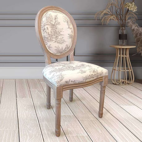 フレンチインテリア サイドチェアトワルドジュイ Toile de jouy パーソナルチェア フランス製生地 おしゃれ かわいい シャビーシック