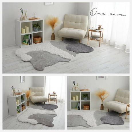 ラグマット マット 洗える 変形 かわいい リビング オシャレ 北欧 マイクロファイバー キッズ 子供部屋 抗菌 ホットカーペット オールシーズン 新生活 くもラグ 立体