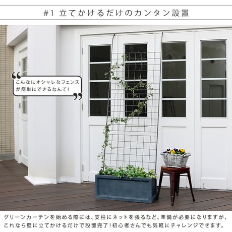 アイアン製グリーンカーテン グラフ 2枚組  フェンス アイアン グリーンカーテン ゴーヤ 薔薇 バラ 朝顔 庭 ベランダ ガーデニング 枠 柵 仕切り 目隠し 境目 アン