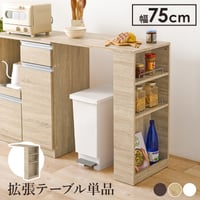 カウンター専用オプションテーブル 幅75×奥行40×高さ84cm 拡張テーブル単品 スリムタイプ 乗せるだけの簡単設置 ラック キッチン収納 調理器具 空間 チェア ゴミ箱 オープ