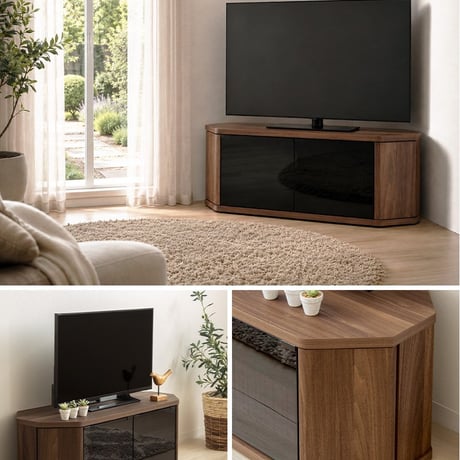 テレビ台 コーナー 43インチ 43型 対応 幅100cm キャスター付き ローボード TV台 テレビボード TVボード ロータイプ ガラス扉 木製 棚 収納 おしゃれ 北欧 ブラウン