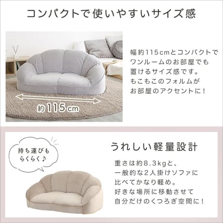 大人かわいいインテリア 大人かわいいインテリア ローソファ2人掛け SH-07-OKCBS-2 家具・ソファ・ベッド・リビング・睡眠・インテリア・新生活