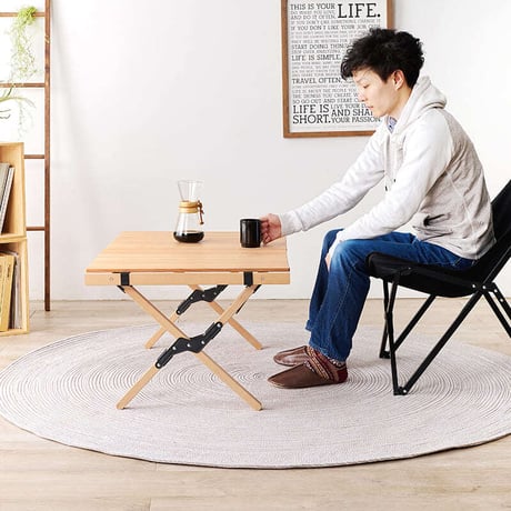 テーブル 折りたたみ アウトドア 木製 アウトドアテーブル 90cm ロールタイプ 天板 天然木 ビーチ おしゃれ コンパクト 収納袋付き 持ち運び 屋内 屋外 ロールトップ ガーデン キャンプ 木