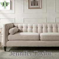 Jennifer Taylor モダン ダイニング ベロア ソファー ファブリック エレガント チェスターフィールド おしゃれ かわいい ボタン締め 3人 3人掛けソファ 3人掛け 布 北欧 送料無