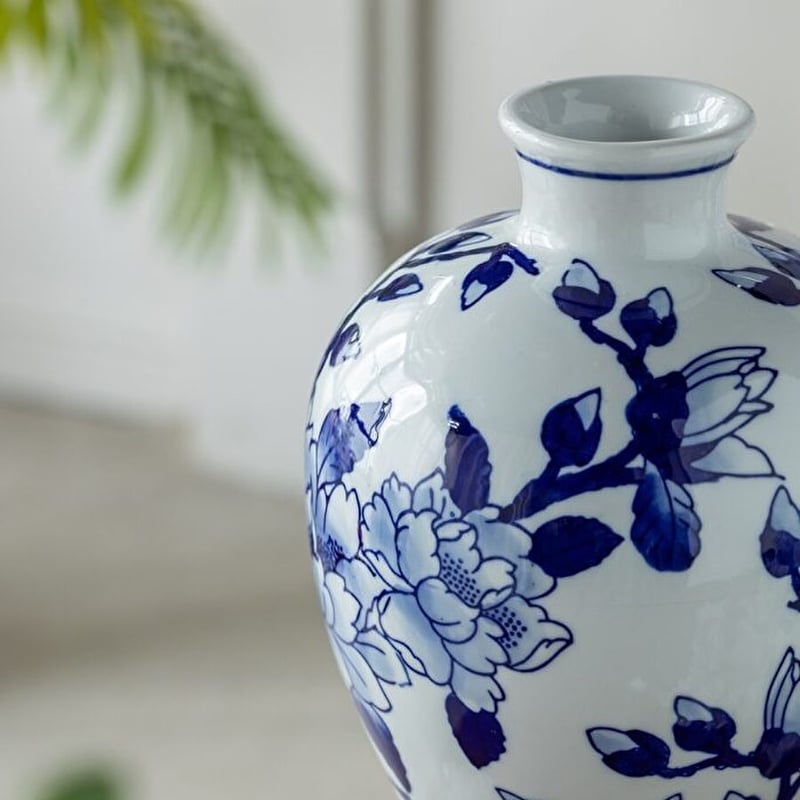 シノワズリ・花瓶・磁器・WH/BL ホワイト ブルー | PLUS-ONE-KAGU公式