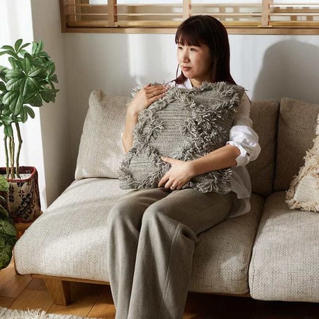 クッションカバー 45×45cm ウール モロッカン かわいい オシャレ 綿 ベニワレン 韓国 北欧 グレー 正方形 カバー 座布団カバー