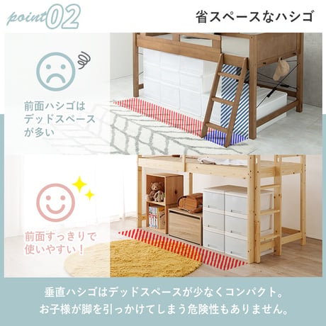 高さ低め ロータイプ ロフトベッド 高さ120cm ベッドフレーム 低ホルムアルデヒド ハイベッド 木製 子供部屋 床下収納 有効活用 北欧産パイン材 シングル すのこ 省スペー