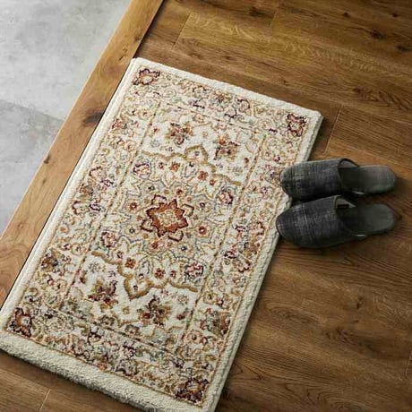 玄関 屋内 屋外 輸 入 ネカル アイボリー 約50×80cm 長方形  民族調 エスニック モダン シンプル オールシーズン 丈夫 50×80cm ルカス ベージュ