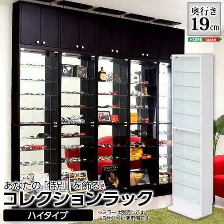 コレクションラック コレクションケース ハイタイプ 浅型 ディスプレイ フィギュア ショーケース 壁面収納 ダークブラン ホームテイスト CLR-485 コレクションラック -Lu