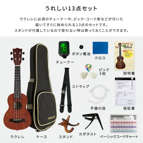 初心者でも始めやすい　ウクレレ　13点セット　23インチ(コンサート)