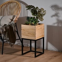 プランターボックス プランターラック 植木鉢棚 シェルフ ケース 本棚 リビング パーテーション チーク無垢 木製 シンプル ソープ仕上げ ブラックスチール 鉄脚 北欧 ナチュラル
