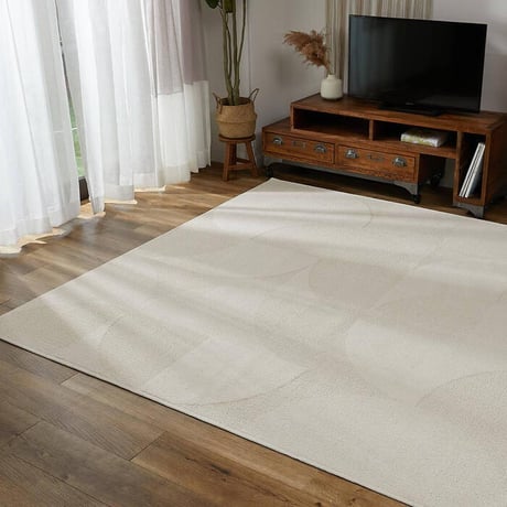 ラグ カーペット サリオ アイボリー ベージュ 190×240 綿混 コットン 洗濯機OK HOT対応 床暖房対応 防ダニ 抗菌 防臭 リビング