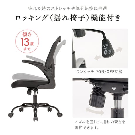 メッシュ オフィスチェア ヘッドレスト ランバーサポート 跳ね上げ式 アームレスト 可動肘 ロッキング 昇降式 360度回転 キャスター付き ハイバック ワークチェア デスクチェア 事務椅子 パソコ