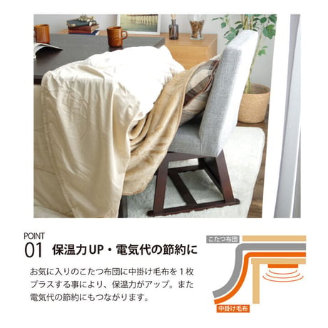 中掛 こたつ布団 アクリル ハイタイプ中掛（ボックス） 90×150×65cm