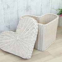 ハート フルーツバスケット 収納かご 籠 収納バスケット 籐 ラタン おしゃれ ピクニック おむつ ピクニックバスケット 収納ボックス 雑貨 カゴバスケット かご バスケット かご収納 編み バック
