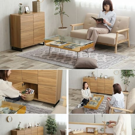 スクエア キャビネット 扉タイプ 幅73cm ホワイト ナチュラル 収納キャビネット キッチン 収納棚 キッチン収納 収納家具 キッチン収納棚 おしゃれ 台所 キッチン家具 ロータ