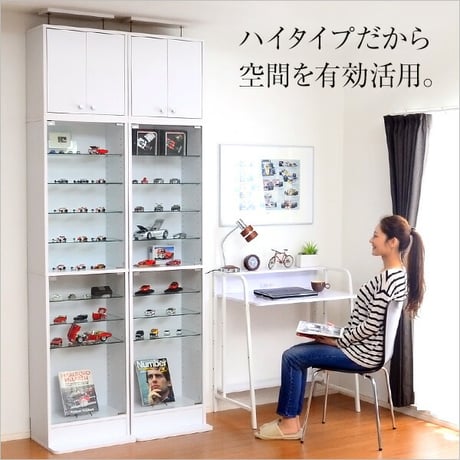 コレクションラック 本体+上置きセット 浅型ハイタイプ 奥行き19cm コレクションケース 壁面収納 ディスプレイケース フィギュアラック フィギュアケース 魅せて収納 ミニカー