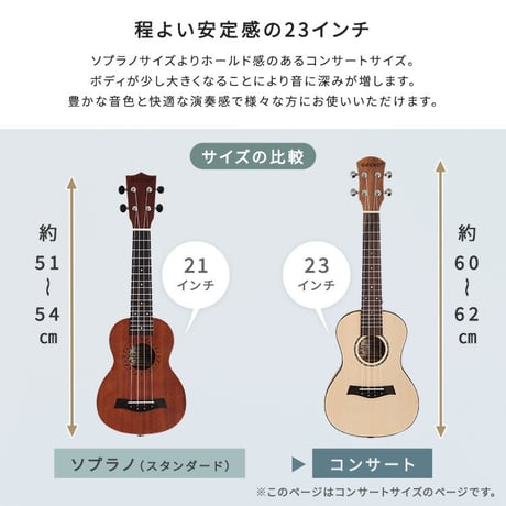 初心者でも始めやすい　ウクレレ　13点セット　23インチ(コンサート)