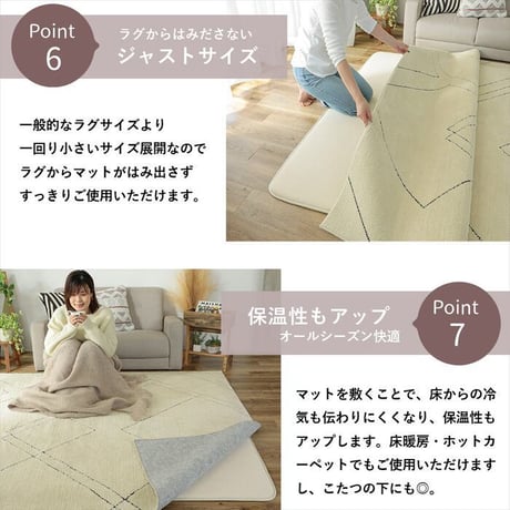 クッションマット ラグ ラグマット 170×170cm ピタリ プラス すべり止め 下敷き 滑り止め 手洗い 防音マット 防音 防ダニ加工 ホットカーペット対応 床暖房対応 ウレタン入り下敷き 保温