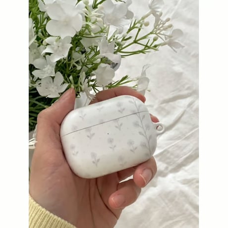 White Drawing Flower AirPods Case