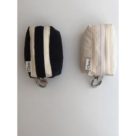 [Clam正規販売店] Mini keyring round pouch Quilting cream