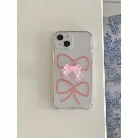Ribbon Drawing Jelly Hard Case Pink