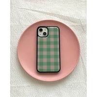 Vintage check epoxy case Green
