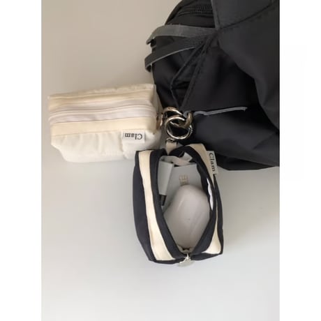 [Clam正規販売店] Mini keyring round pouch Quilting cream
