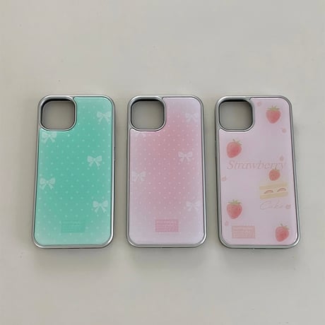Pink Berry Cream Silver Epoxy Case