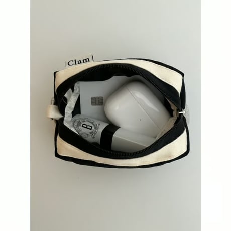[Clam正規販売店] Mini keyring round pouch Quilting black