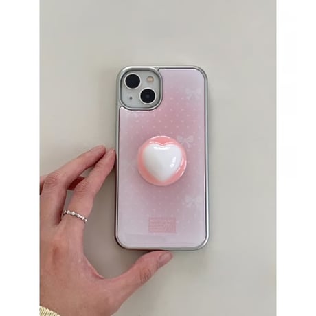 Pink Ribbon Dot Silver Epoxy Case