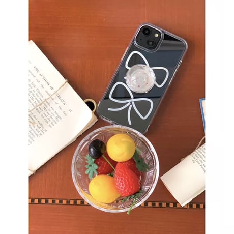 Ribbon Drawing Jelly Hard Case White