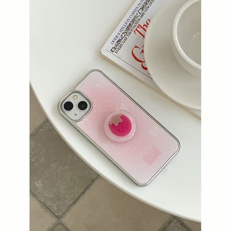 Pink Ribbon Dot Silver Epoxy Case