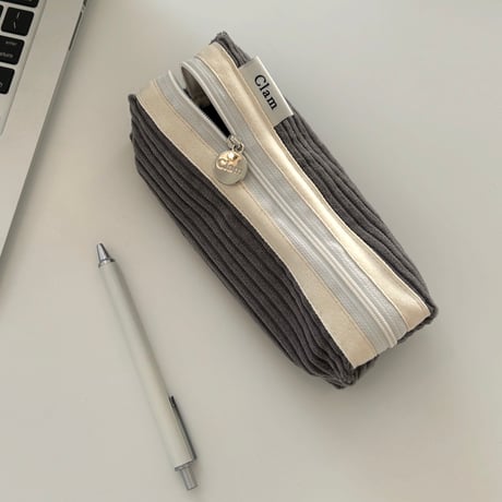[Clam正規販売店]  round pencilcase Corduroy gray