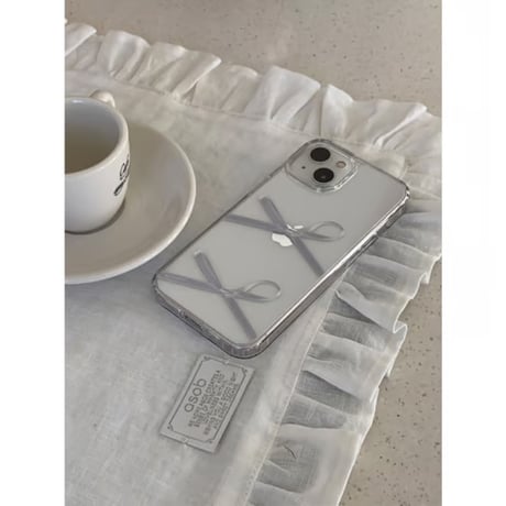 [Still in Stock] Silver Ribbon Knot Jelly Hard Case