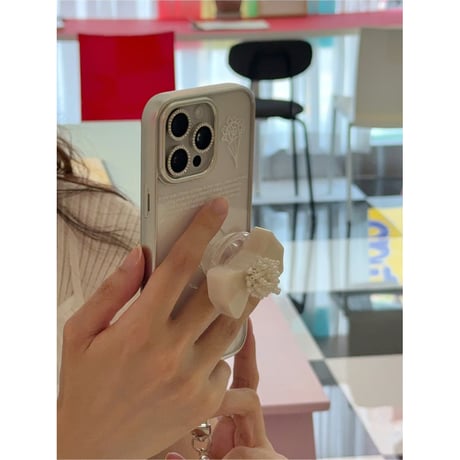 [MagSafe Pink Ring] Romantic Script Silver Frame Transparent Case