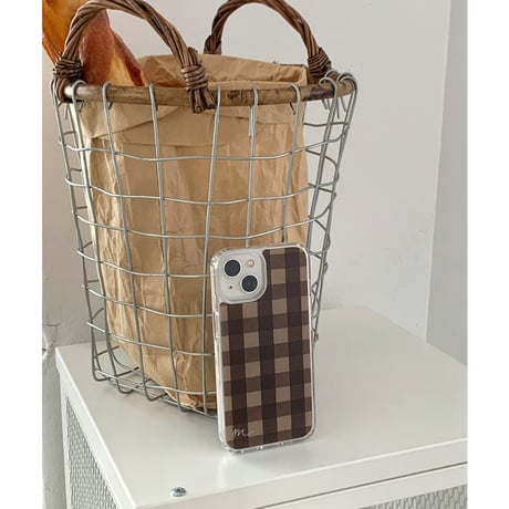 Vintage Check Jelly Hard Case Brown