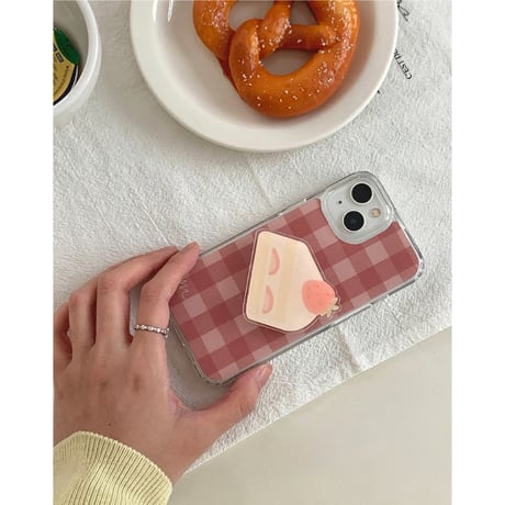 Vintage Check Jelly Hard Case Pink