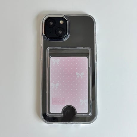 Transparent Card Pocket Case Mint ribbon Dot