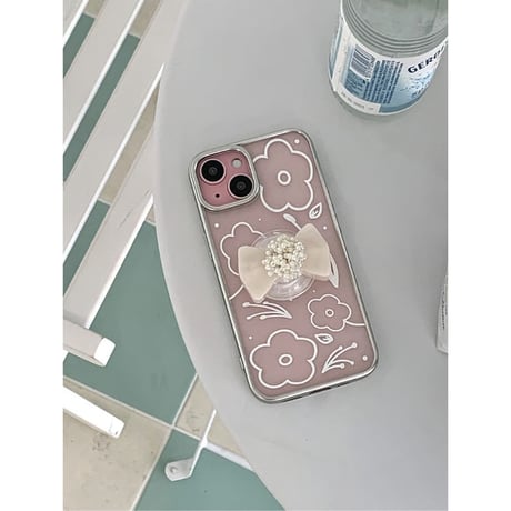 Soft Bloom Silver Frame Transparent Case